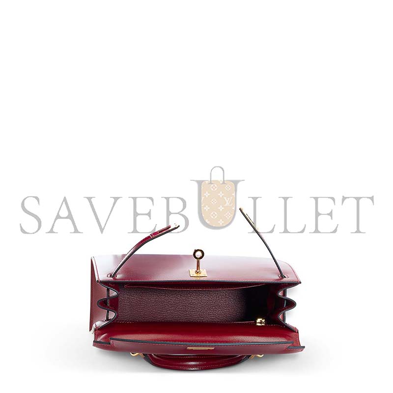 HERMÈS A ROUGE H CALF BOX LEATHER KELLY 25 WITH GOLD HARDWARE (25*17*7cm)